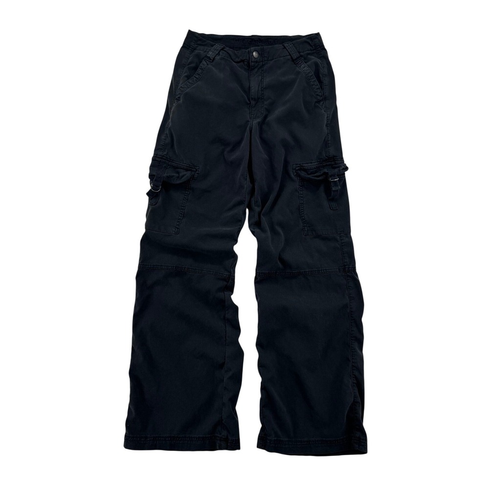 American Eagle Cargo Pants Women 6 Black Excellent Wide Leg Utility Trousers